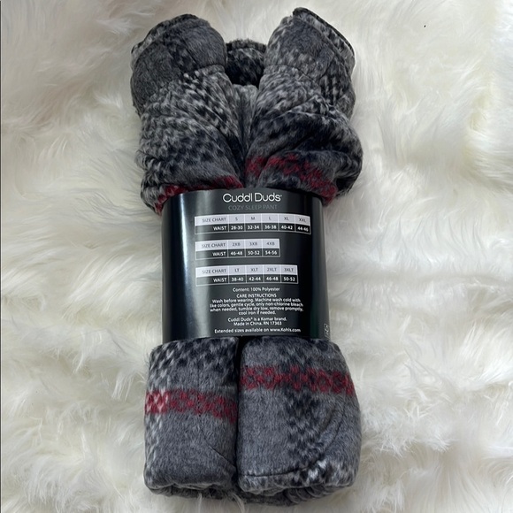 🆕 Cuddl Duds Plaid Lounge Pants Men’s L- Gray and Red - Picture 3 of 5